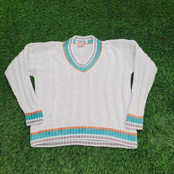 Vintage 70s French MOD Sweaters Womens Medium 21x23 White - Picture 1 of 10